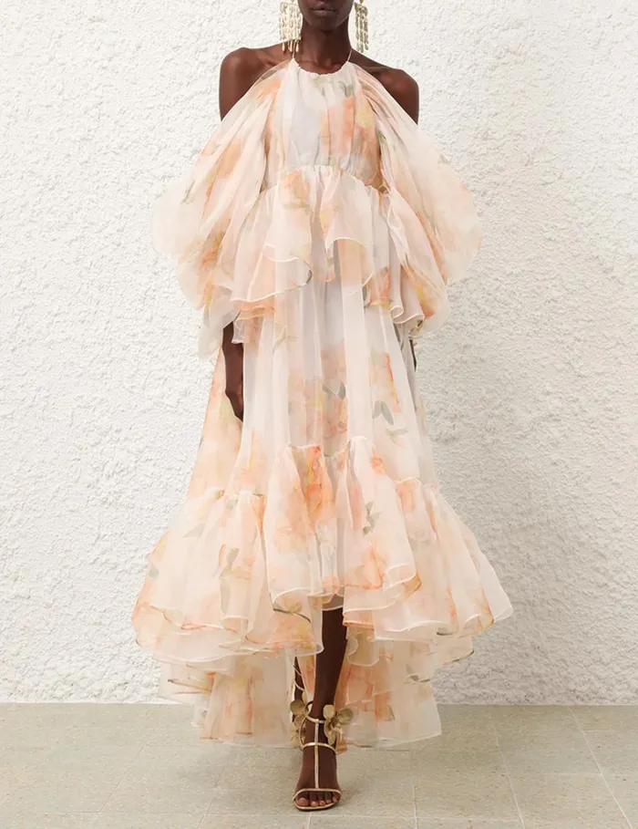 Women Dresses Zimmermann Natura Gathered Midi Dress Ivory Camellia