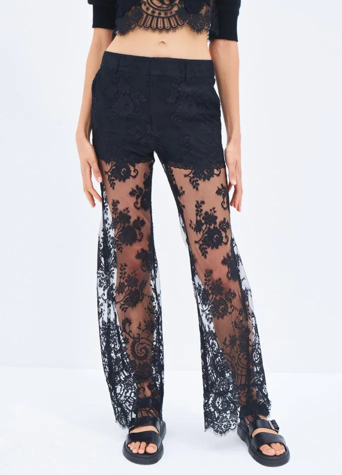 Women Floral Lace Pant MONSE Bottoms