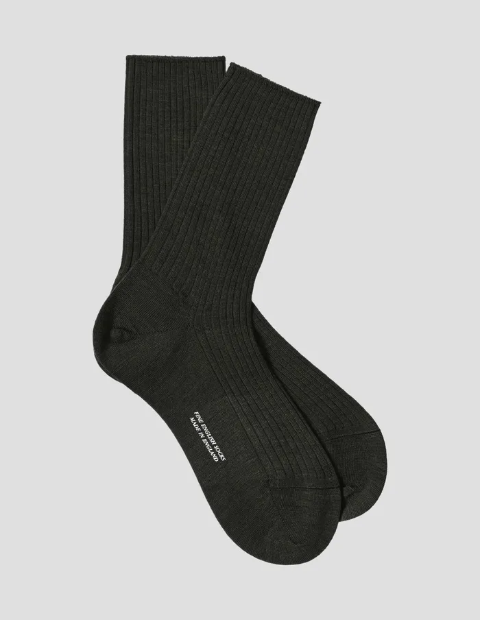 Women Full Rib Sock Dark Olive Margaret Howell Socks