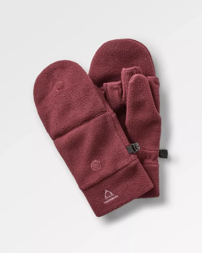 Women Gloves Passenger Stem Recycled Polar Convertible Mittens Wine Wine