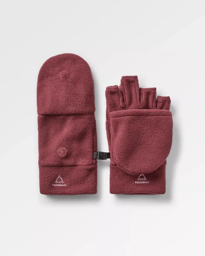 Women Gloves Passenger Stem Recycled Polar Convertible Mittens Wine Wine