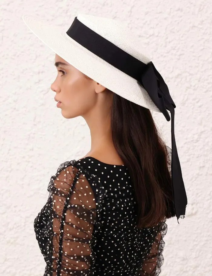 Women Hats Zimmermann Straw Boater Ivory