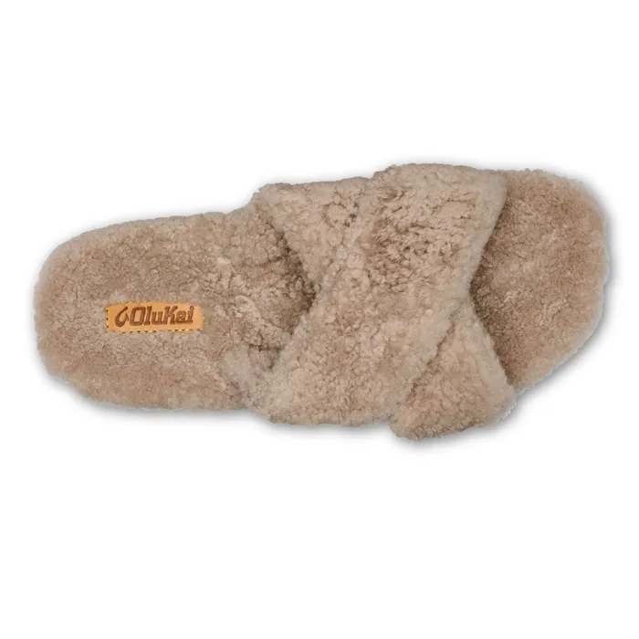 Women Hila Heu Womens Cozy Slipper Sandals Tan Olukai Shearling Women Hila Heu Womens Cozy Slipper Sandals Tan Olukai Shearling