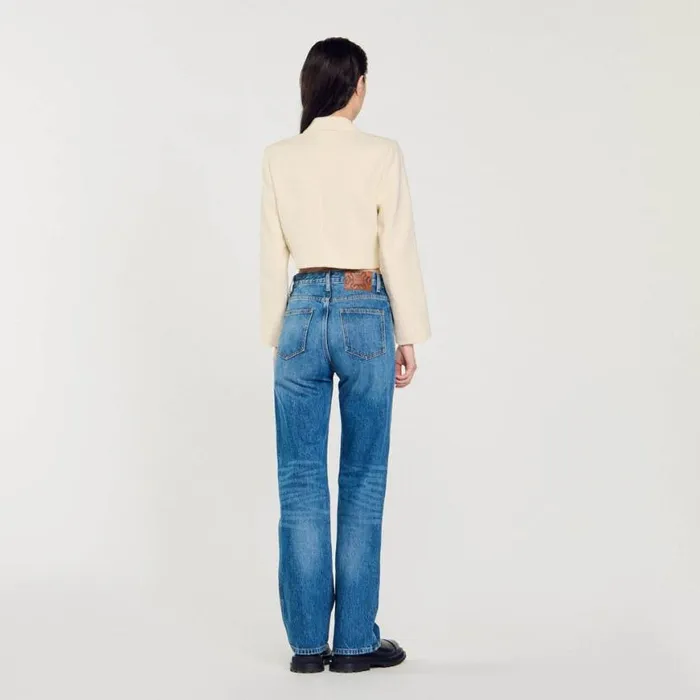 Women Jackets and Blazers SANDRO Cropped Tweed Buttonup Jacket Ecru