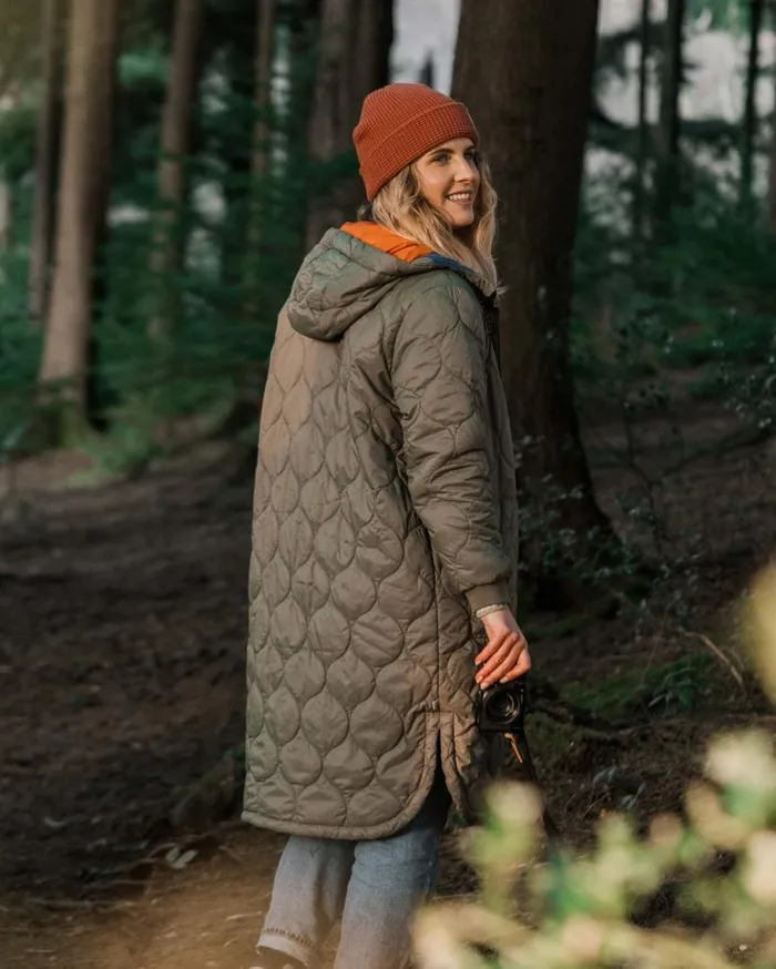 Women Jackets Passenger Flora 20 Long Recycled Insulated Parka Dusty Olive Dusty Olive