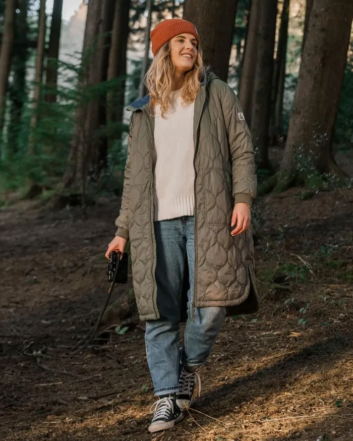 Women Jackets Passenger Flora 20 Long Recycled Insulated Parka Dusty Olive Dusty Olive