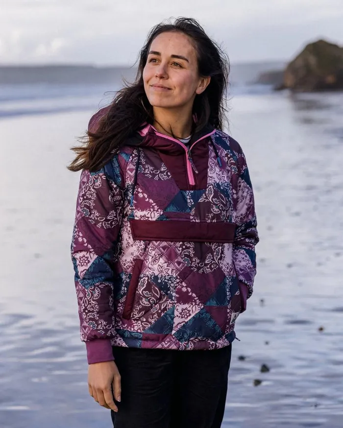 Women Jackets Passenger Ocean Recycled Insulated 12 Zip Jacket Boho Broken Patchwork Wine Boho Broken Patchwork Wine