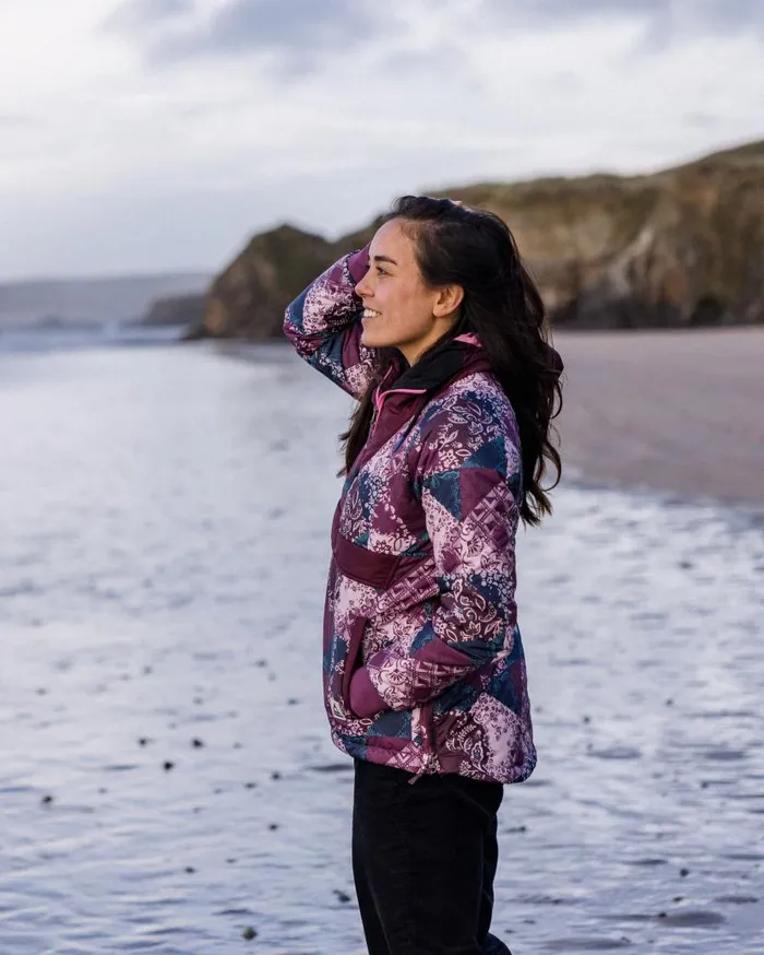 Women Jackets Passenger Ocean Recycled Insulated 12 Zip Jacket Boho Broken Patchwork Wine Boho Broken Patchwork Wine