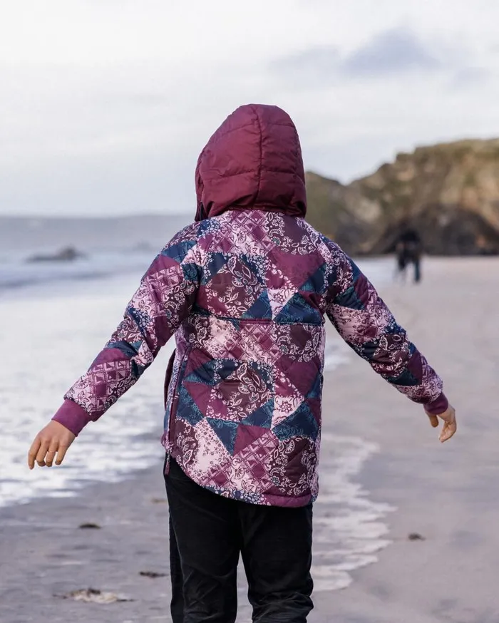 Women Jackets Passenger Ocean Recycled Insulated 12 Zip Jacket Boho Broken Patchwork Wine Boho Broken Patchwork Wine