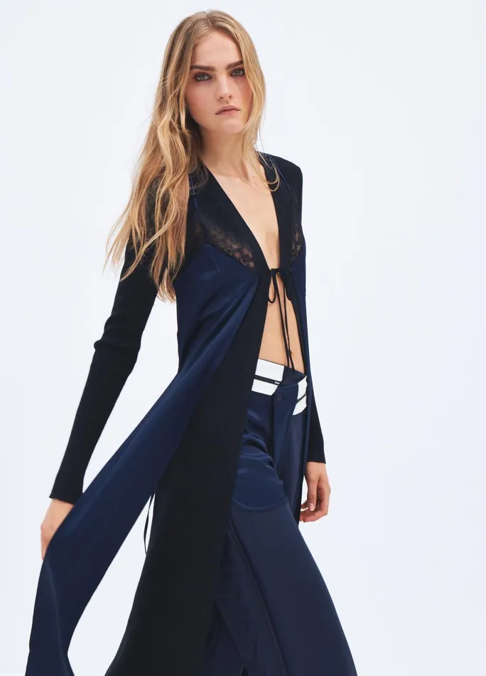Women Lingerie Detail Maxi Cardigan MONSE Knitwear