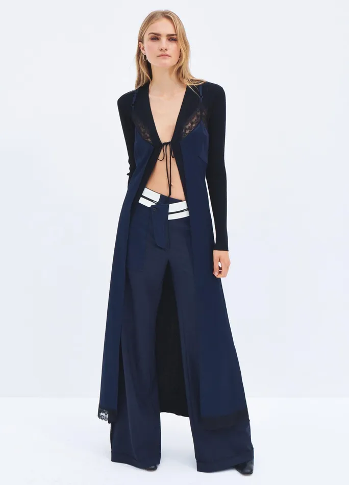 Women Lingerie Detail Maxi Cardigan MONSE Knitwear