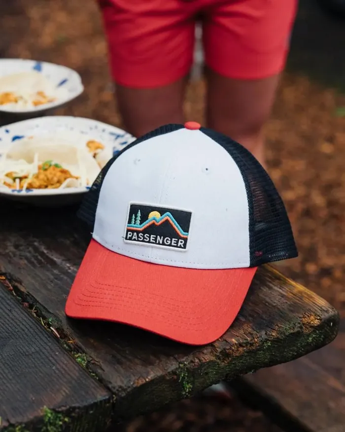 WomenMen Caps and Hats Passenger Made To Roam Mesh Snapback Cap BlackRed Spice Blackred Spice