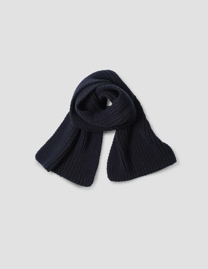 WomenMen Chunky Rib Scarf Navy Margaret Howell Scarves