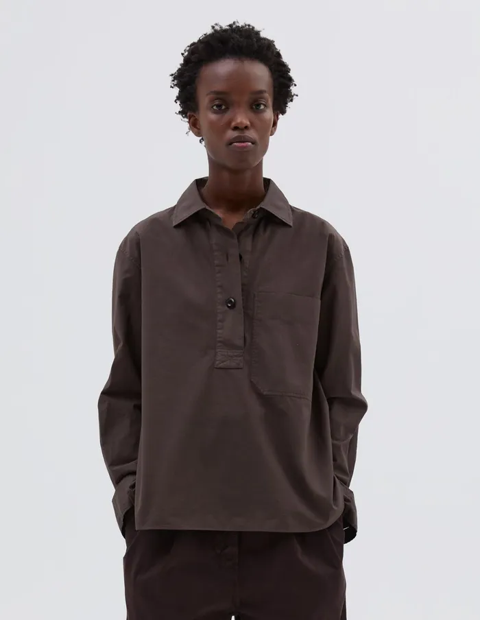 Women Mhl Big Pocket Swing Shirt Carob Margaret Howell Shirts