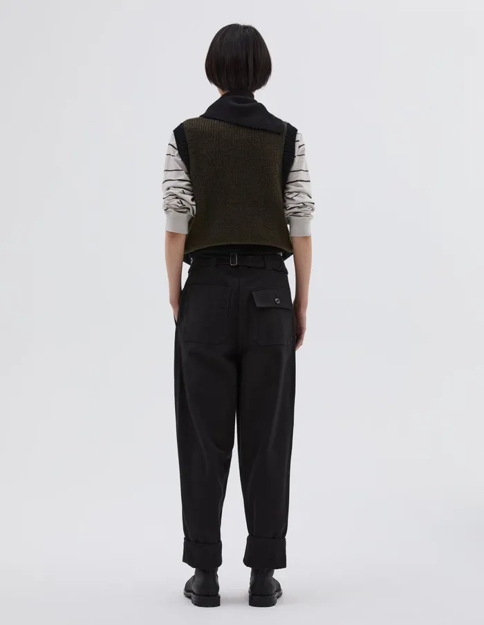 Women Mhl Cinch Back Trouser Off Black Margaret Howell Trousers
