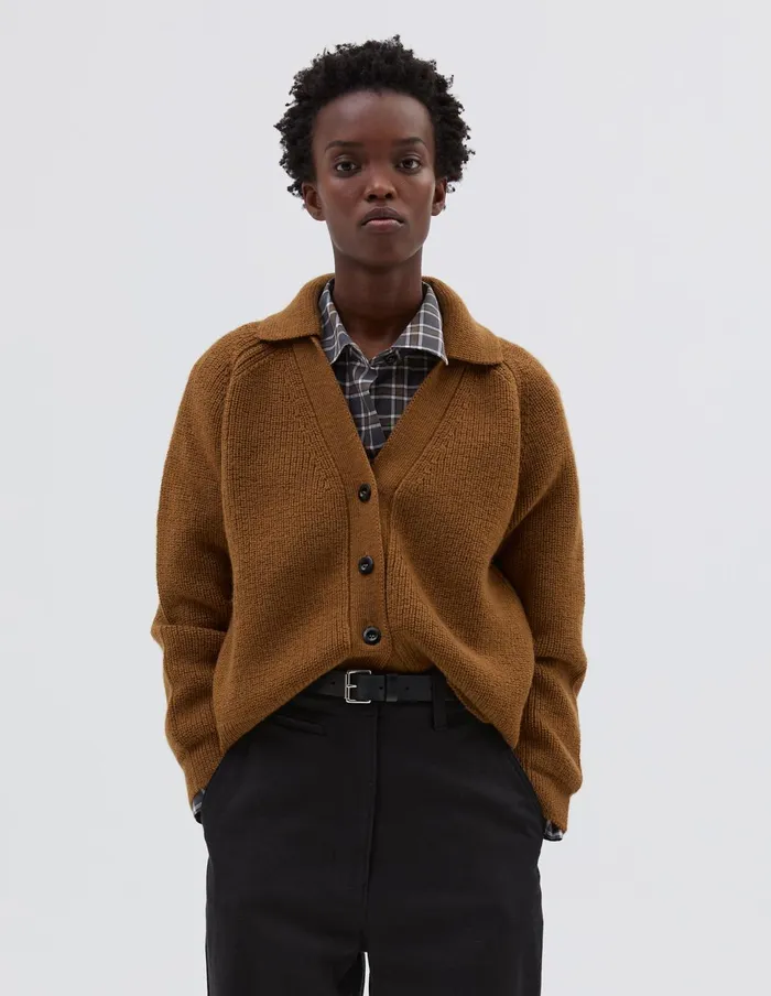 Women Mhl Collared Cardigan Ochre Margaret Howell Knitwear