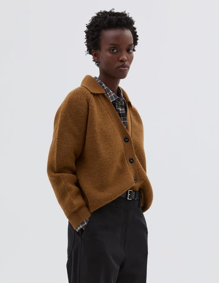 Women Mhl Collared Cardigan Ochre Margaret Howell Knitwear