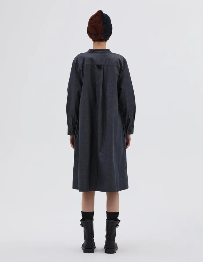 Women Mhl Collarless Swing Dress Charcoal Margaret Howell Dresses