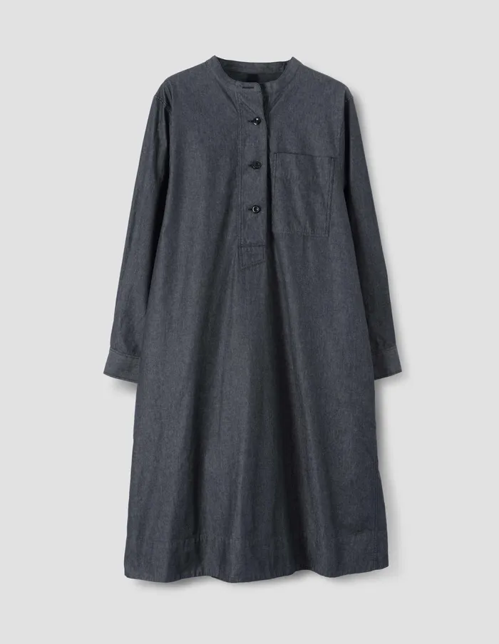 Women Mhl Collarless Swing Dress Charcoal Margaret Howell Dresses