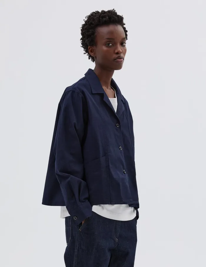 Women Mhl Long Sleeve Panel Pocket Shirt Indigo Margaret Howell Shirts