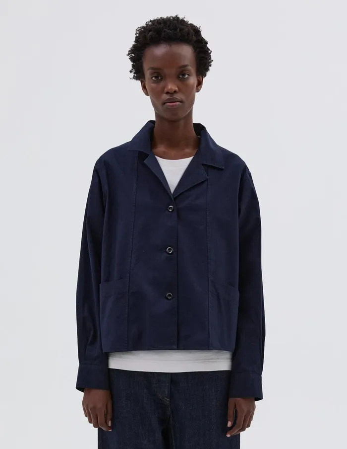 Women Mhl Long Sleeve Panel Pocket Shirt Indigo Margaret Howell Shirts