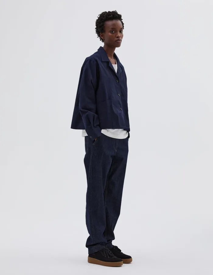 Women Mhl Long Sleeve Panel Pocket Shirt Indigo Margaret Howell Shirts