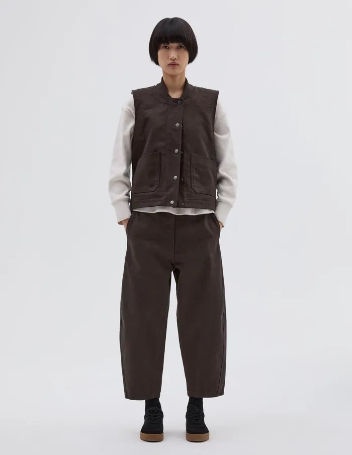Women Mhl Patch Pocket Jerkin Dark Brown Margaret Howell Jackets and Coats
