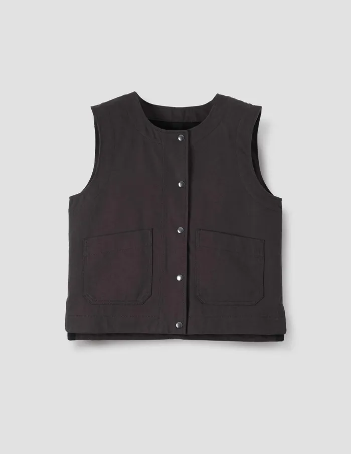 Women Mhl Patch Pocket Jerkin Dark Brown Margaret Howell Jackets and Coats