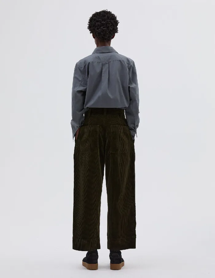 Women Mhl Pleated Crop Trouser Dark Olive Margaret Howell Trousers