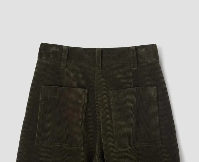 Women Mhl Pleated Crop Trouser Dark Olive Margaret Howell Trousers