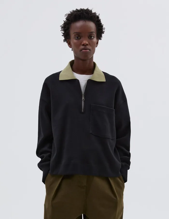 Women Mhl Zip Polo Black Margaret Howell Sportswear