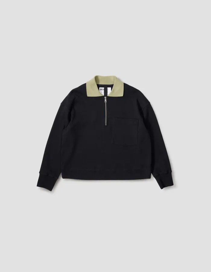 Women Mhl Zip Polo Black Margaret Howell Sportswear