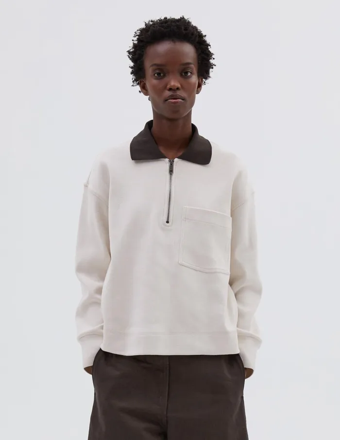 Women Mhl Zip Polo Off White Margaret Howell Sportswear