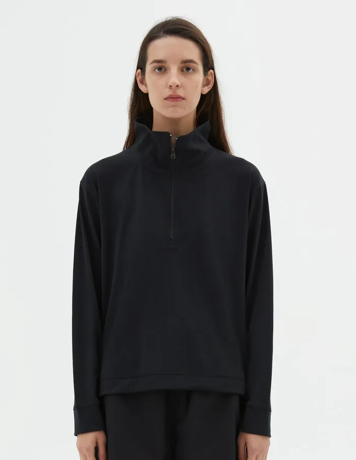 Women Mizuno Half Zip Sweatshirt Black Margaret Howell Sportswear