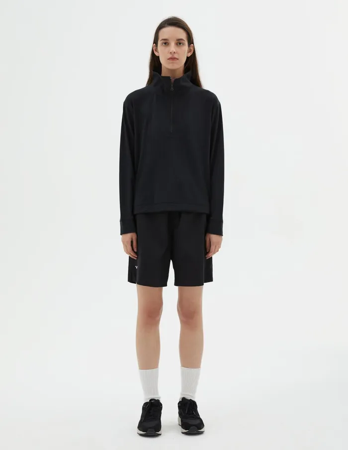 Women Mizuno Half Zip Sweatshirt Black Margaret Howell Sportswear