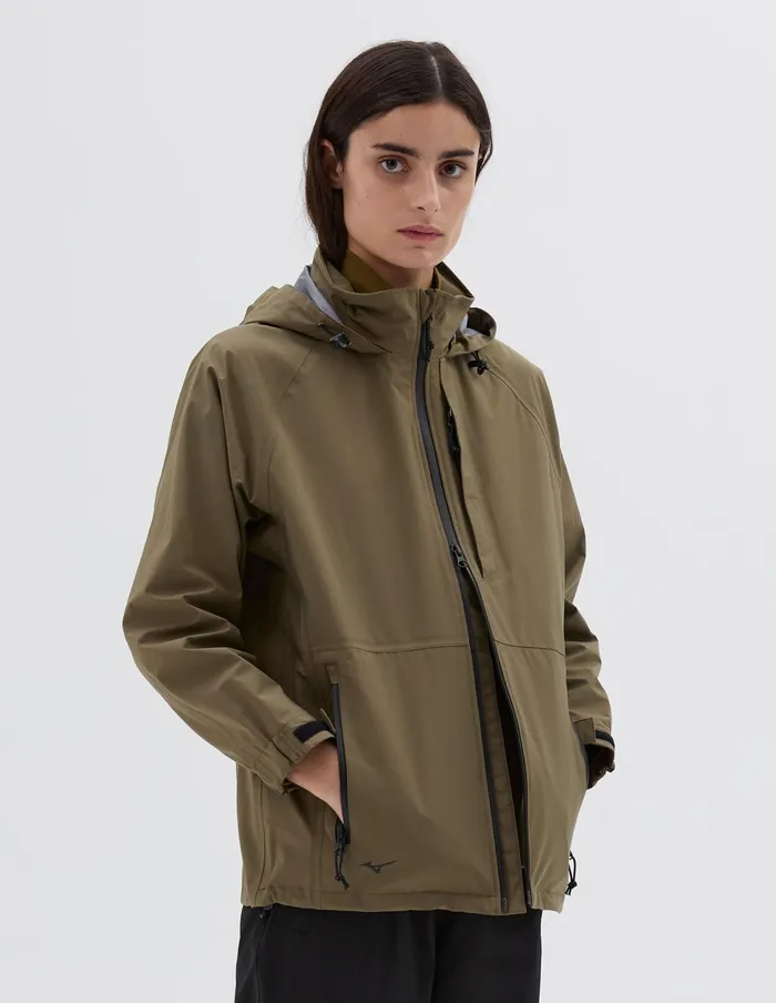 Women Mizuno Rain Jacket Light Khaki Margaret Howell Sportswear
