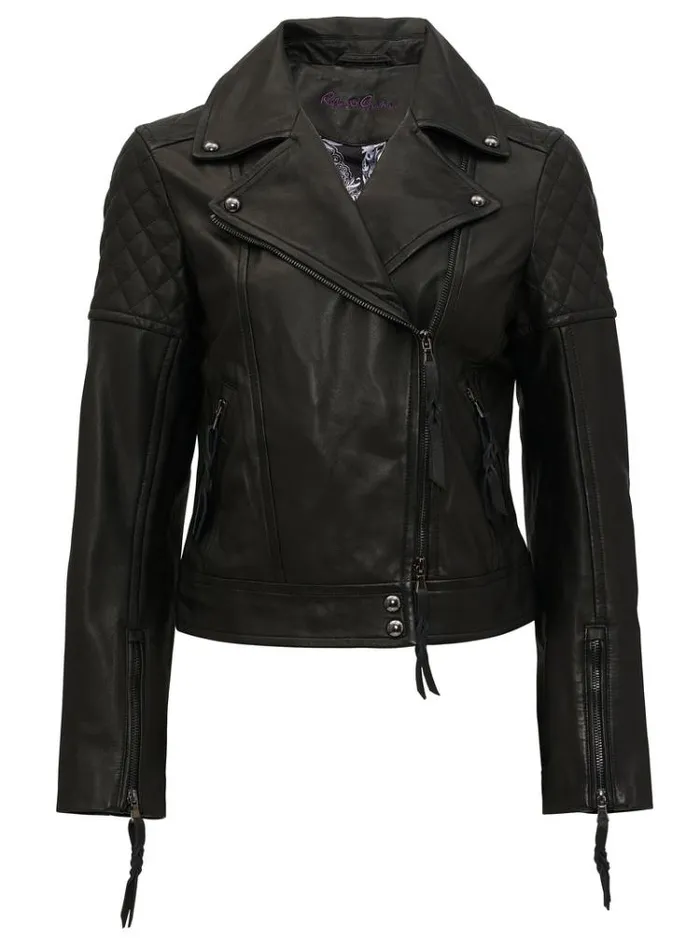 Women MONROE LEATHER JACKET Black Robert Graham Jackets