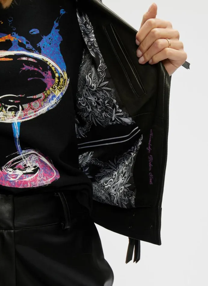 Women MONROE LEATHER JACKET Black Robert Graham Jackets