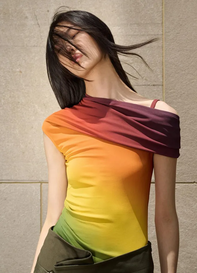 Women Off Shoulder Ombr Jersey Top MONSE Tops