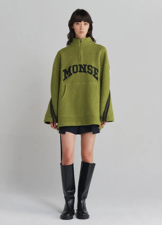 Women Oversized Half Zip Fleece Sweatshirt MONSE Tops