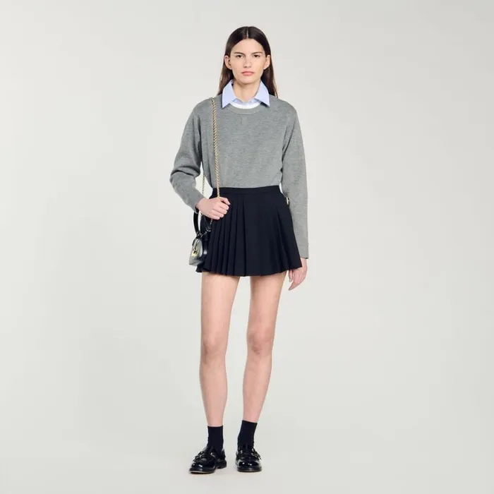 Women Pants and Shorts SANDRO Pleated Skort Black