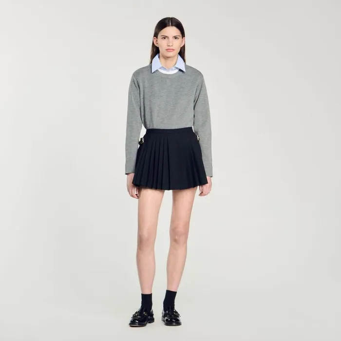 Women Pants and Shorts SANDRO Pleated Skort Black