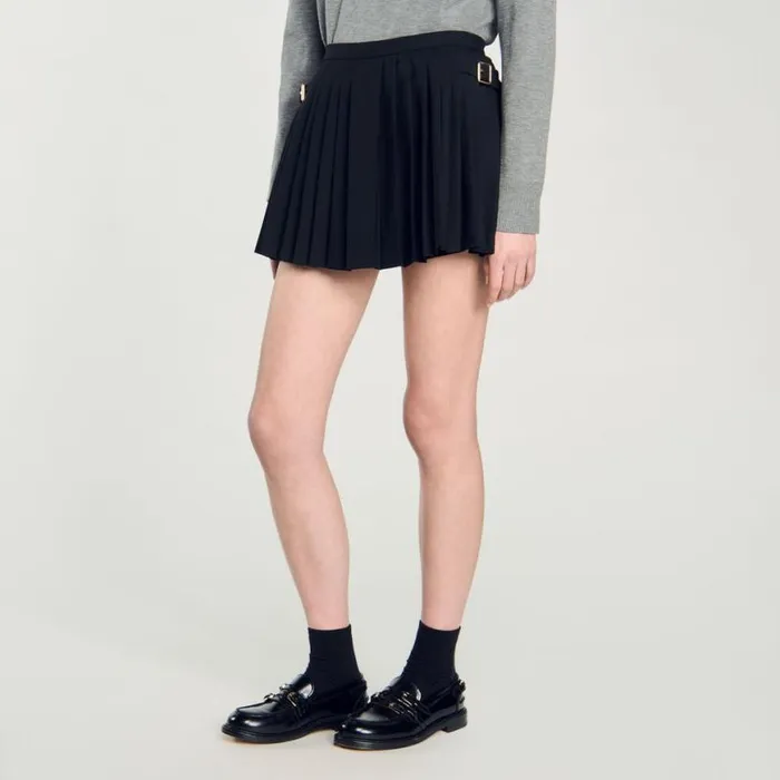 Women Pants and Shorts SANDRO Pleated Skort Black