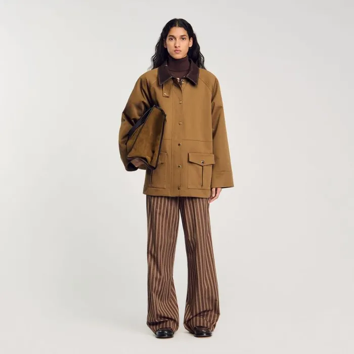 Women Pants and Shorts SANDRO Striped Trousers Brown