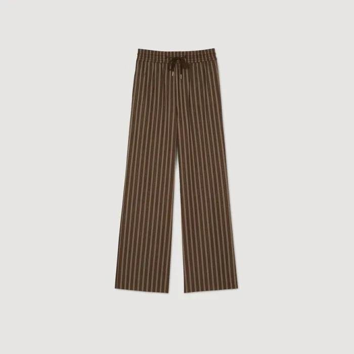 Women Pants and Shorts SANDRO Striped Trousers Brown