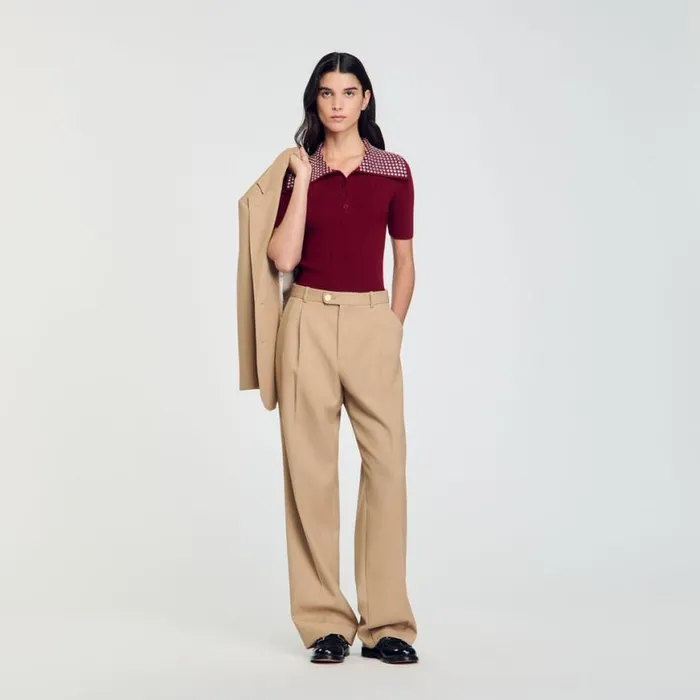 Women Pants and Shorts SANDRO Suit Trousers Sand
