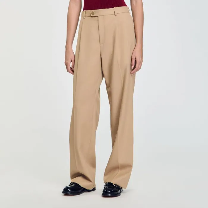 Women Pants and Shorts SANDRO Suit Trousers Sand