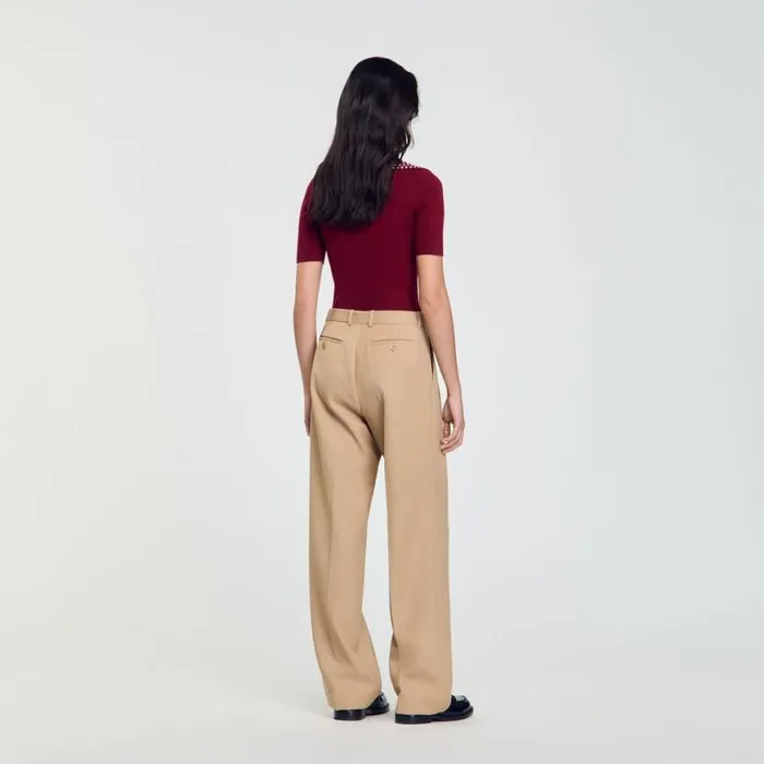 Women Pants and Shorts SANDRO Suit Trousers Sand