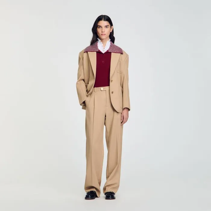 Women Pants and Shorts SANDRO Suit Trousers Sand
