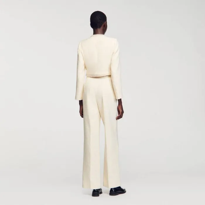 Women Pants and Shorts SANDRO Tweed Trousers Ecru